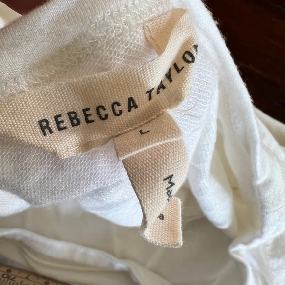 REBECCA TAYLOR Layered Look Exposed Seam Silk Ruffle Hem Long Sleeve Tee Top L - Picture 5 of 9